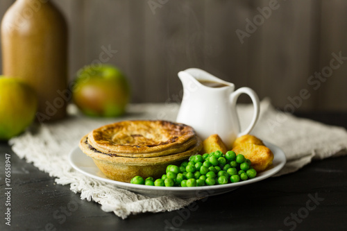 Beef steak pie dinner