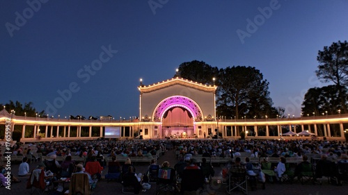 Music concert at the Spreckels Organ Pavillion at night in Balboa Park, San Diego, California