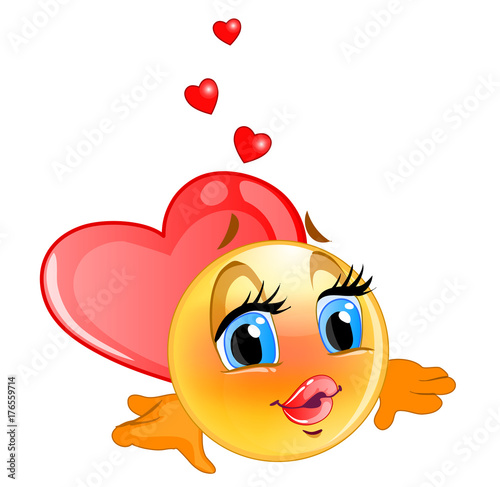Loved emoticon, with blue background for messenger and applicati