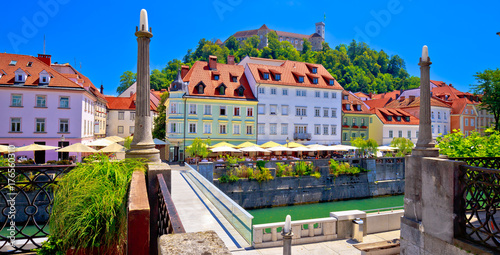 City of Ljubljana river waterfront architecture