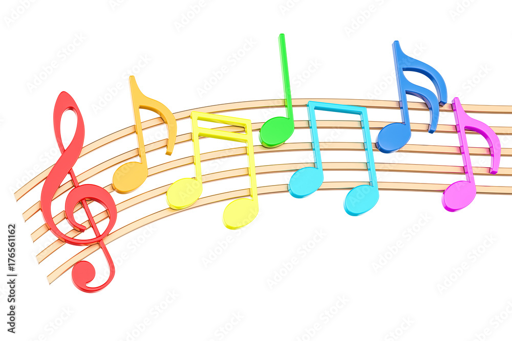 Naklejka premium Colorful Music Notes, 3D rendering