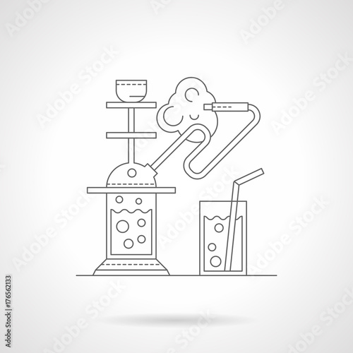 Hookah cafe detailed line vector illustration