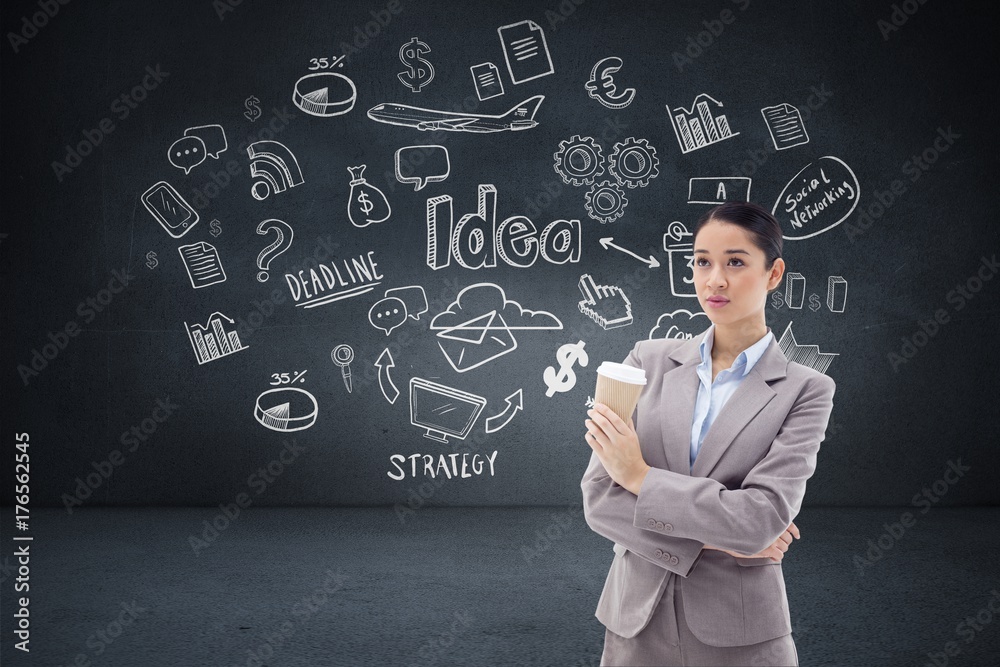 Composite image of portrait of a cute businesswoman holding a Composite image of portrait of a cute businesswoman holding a