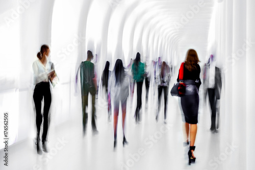 group of people in the lobby business center