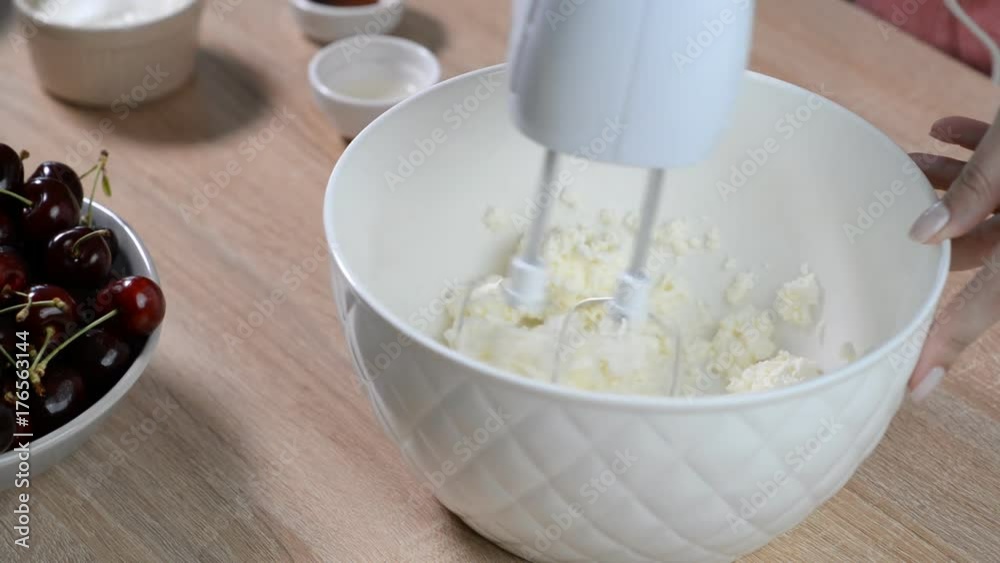 Beating with a mixer cream cheese Beating with a mixer cream cheese