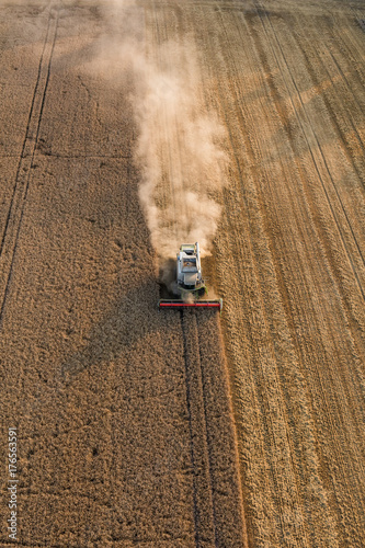 aerial view of the combine harvester