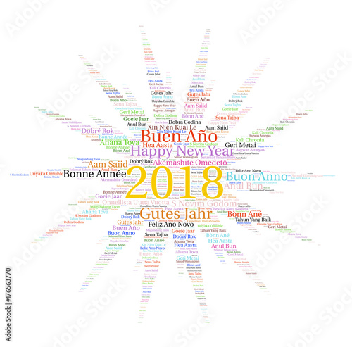 Words cloud concept of New Year in all languages of the world