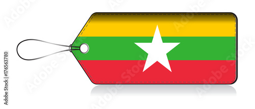 Myanmar flag label, Made in Myanmar, Myanmar emoji flag logo