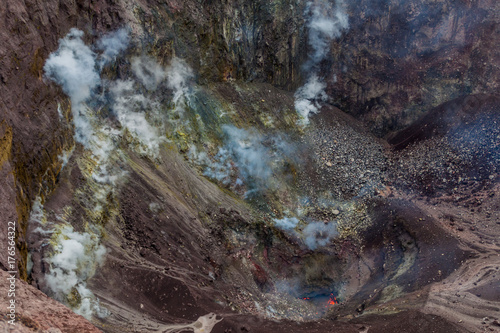 Fumaroles and molten lava in Telica volcano crater, Nicaragua