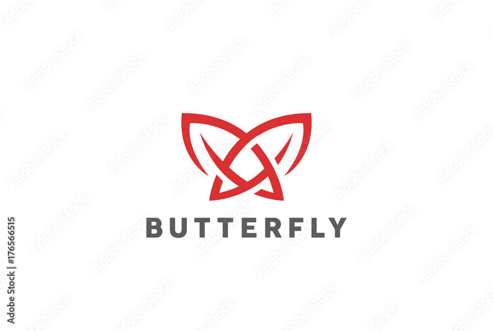 Butterfly Mascot Tattoo Logo design vector template Linear style