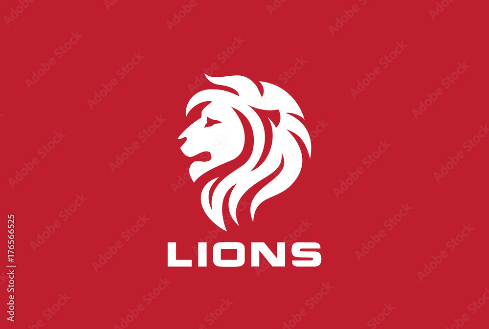 Obraz premium Lion Head Silhouette Logo vector. Wild animal Zoo Logotype icon
