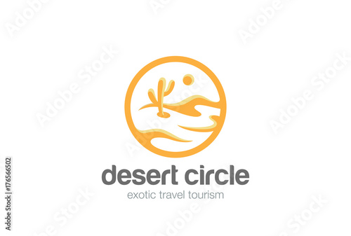 Desert Logo circle vector. Travel Tourism agency Logotype icon