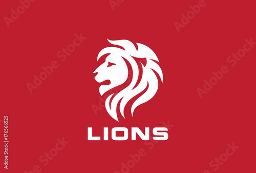 Lion Head Silhouette Logo vector. Wild animal Zoo Logotype icon