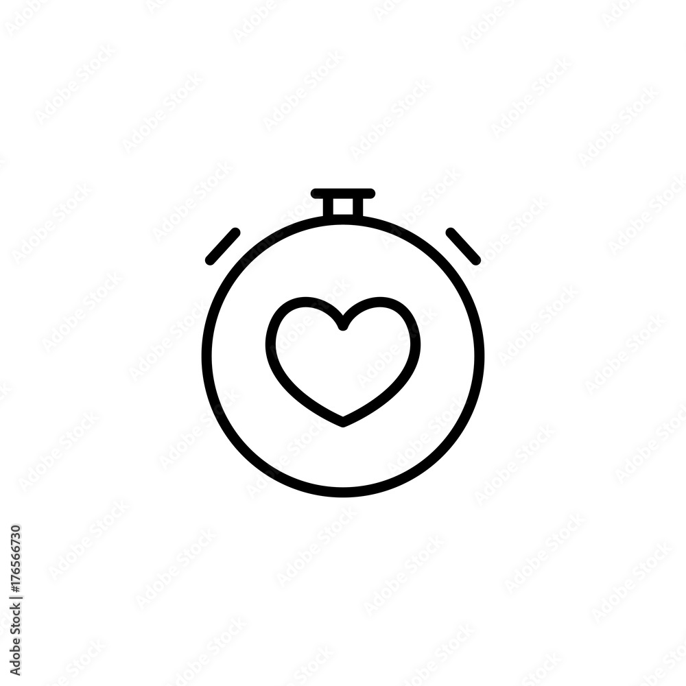 thin line stopwatch with heart icon on white thin line stopwatch with heart icon on white