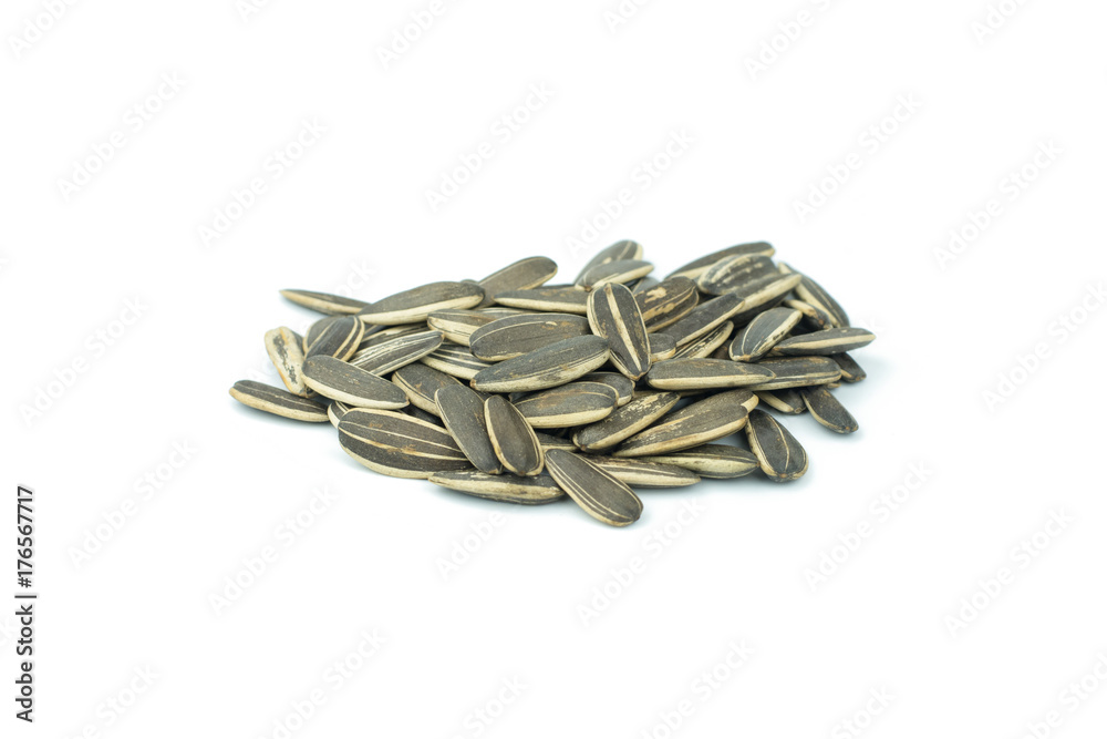 sunflower seeds pile isolated on white background sunflower seeds pile isolated on white background