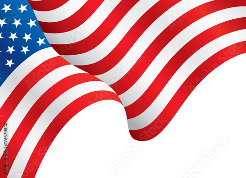 USA flag waving in the wind. vector illustration