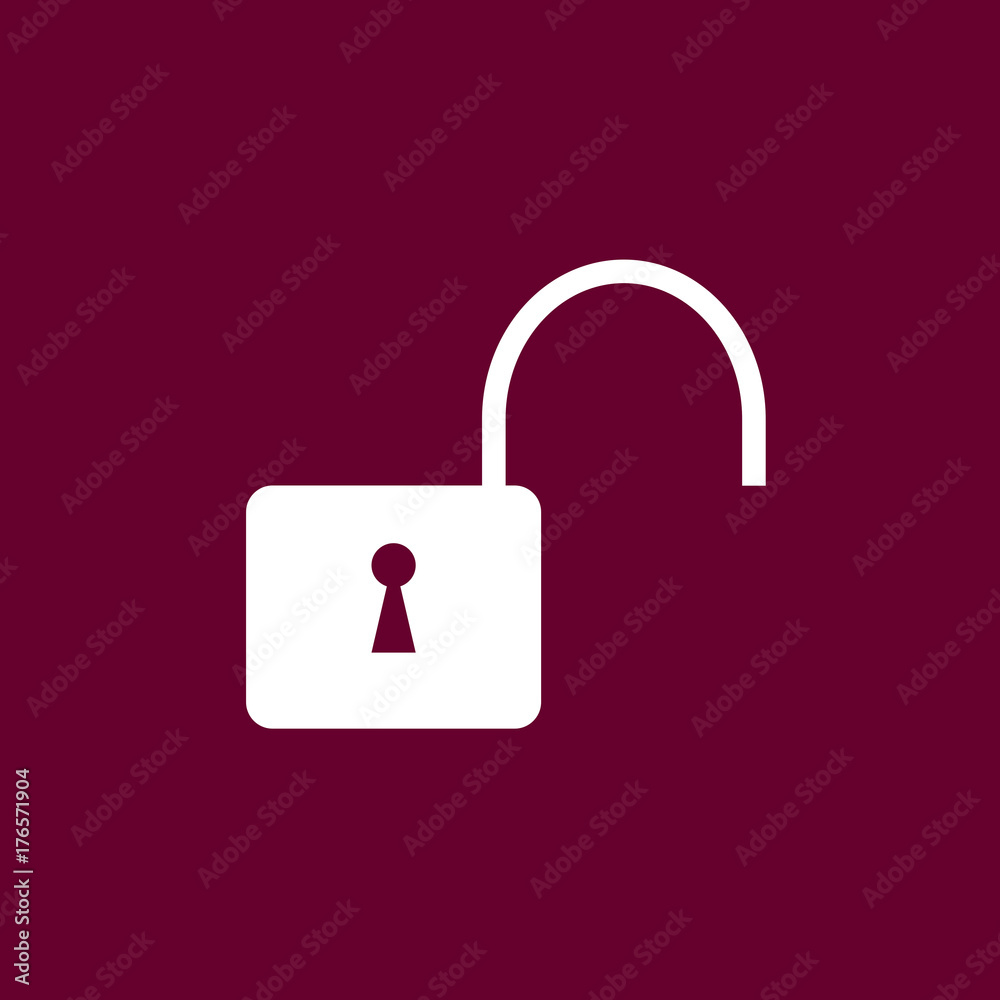 Padlock open round icon long shadow vector