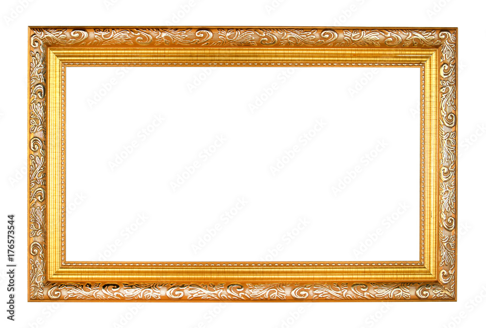 Rectangle antique golden frame isolated on white  gold  frame  frame isolated Stock Photo | Adobe Stock