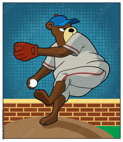 Bear Pitcher / A cartoon bear throws a baseball