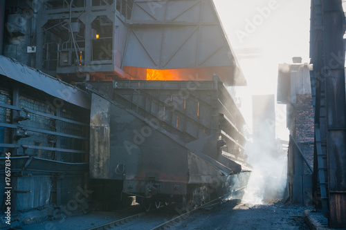 Coke furnace. Production of coke. Steel works. The heated coal. NLMK. Altai coke