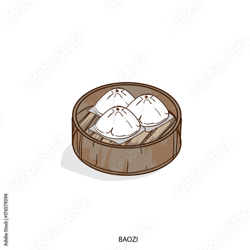 food object baozi hand drawing
