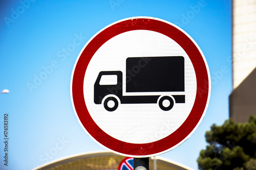 Road sign for trucks photo