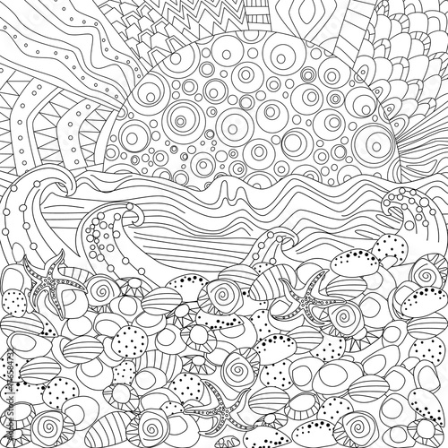 Seascape for coloring book