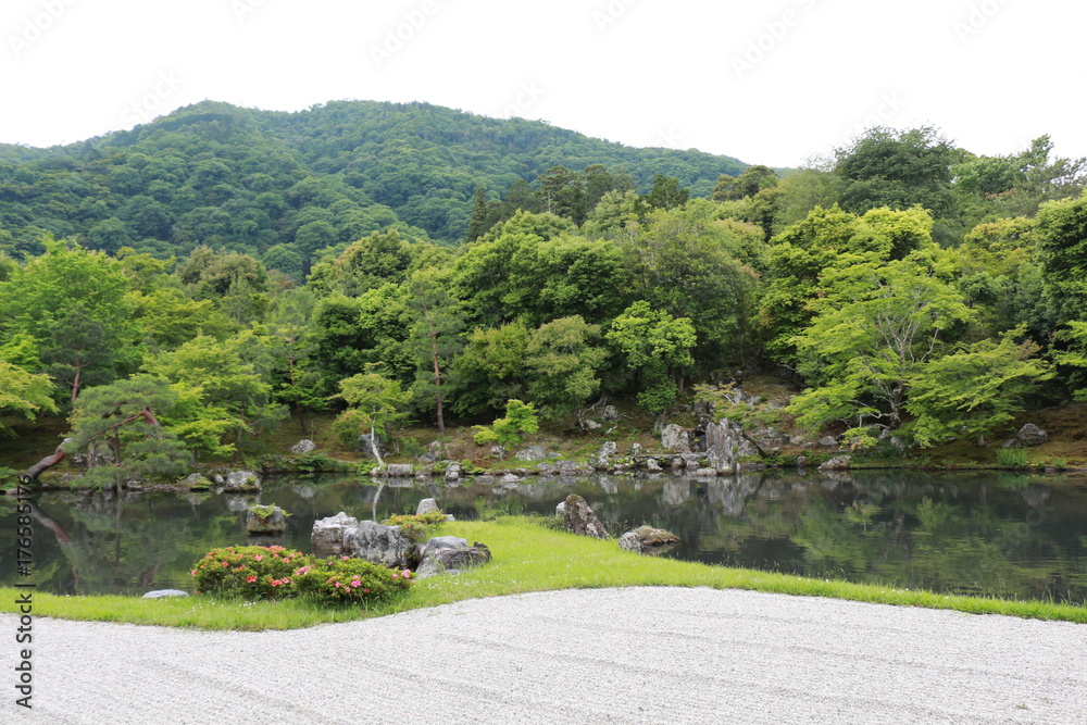 京都の天龍寺曹源地庭園
