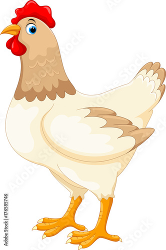 Vector Illustration of cute cartoon hen isolated on white background