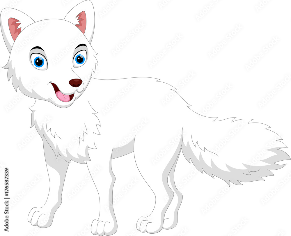 Naklejka premium Vector Illustration of cartoon Arctic Fox isolated on white background