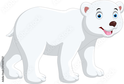Vector illustration of cartoon Polar bear isolated on white background