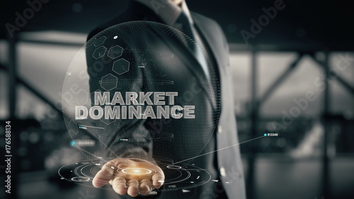 Market Dominance with hologram businessman concept