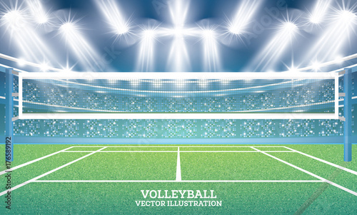 Volleyball Court with Spotlights.