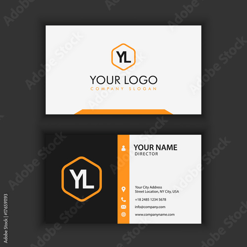 Modern Creative and Clean Business Card Template with orange bla