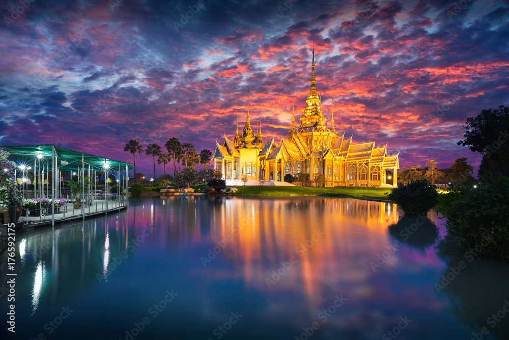 Wat None Kum at dusk, Nakhon Ratchasima province Thailand