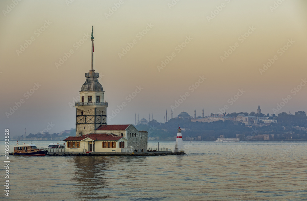 Maiden's Tower and Old Town in Istanbul Maiden's Tower and Old Town in Istanbul