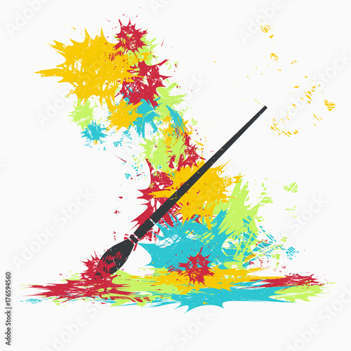 Broom. Grunge vector illustration