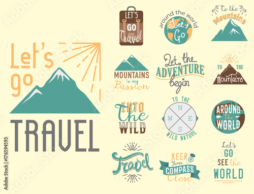 Vintage typography travel motivation badge nature adventure vector adventure emblem illustration