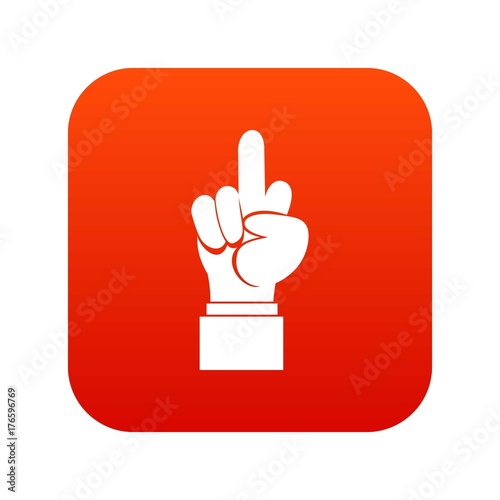 Middle finger hand sign icon digital red