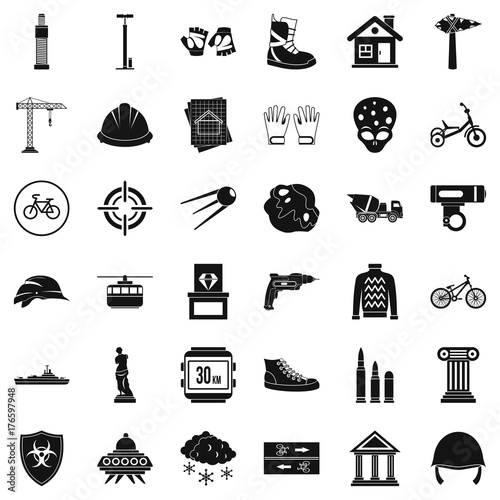 Helmet icons set, simple style