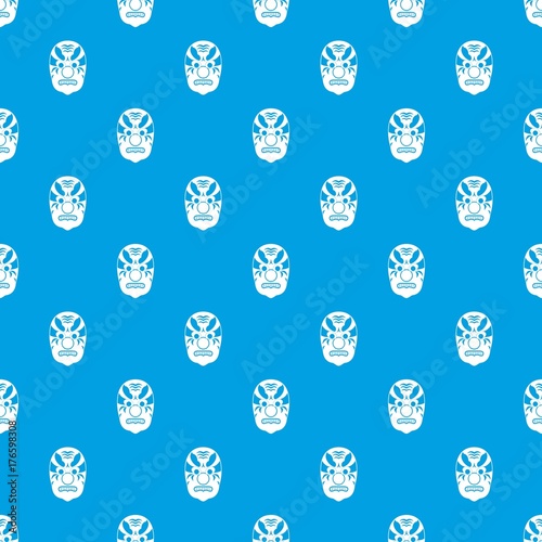 Tribal mask pattern seamless blue