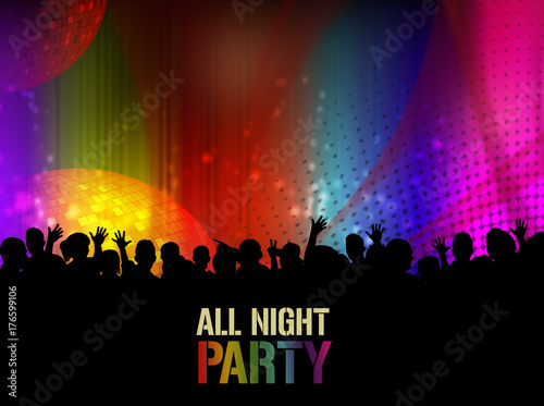 All night party poster or banner