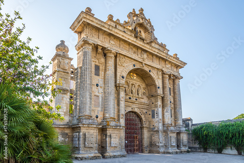 Entrance gate to charterhouse of Santa Maria de la Defension in Jerez de la Frontera, Spain photo