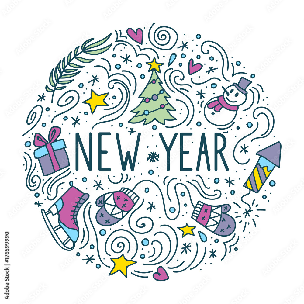 Christmas illustration new year round template Christmas illustration new year round template