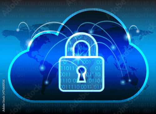 Abstract security cloud technology background, key lock and could technology background, Vector Illustration