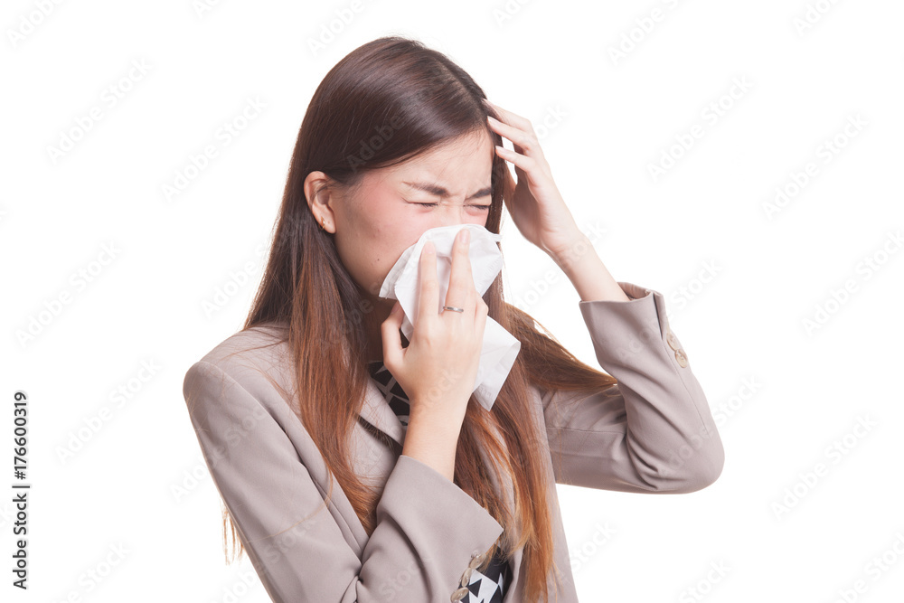 Young Asian woman got sick and flu. Young Asian woman got sick and flu.