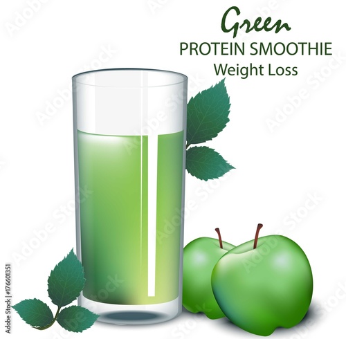 Green apple Smoothie Vector illustrations