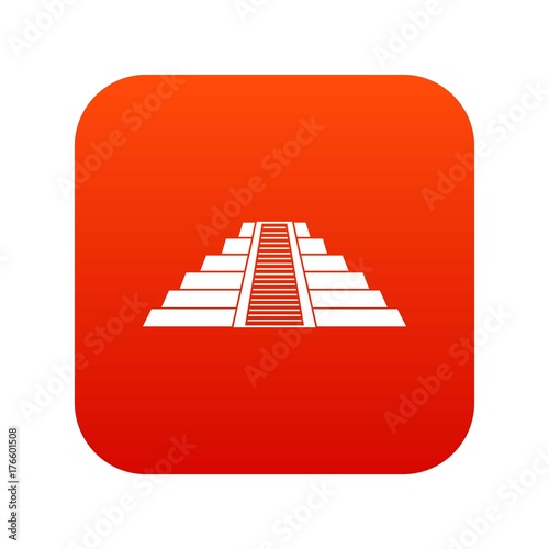 Ziggurat in Chichen Itza icon digital red