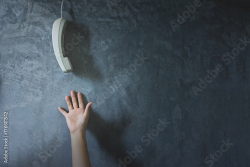 woman's hand reaching out for call, need help concept