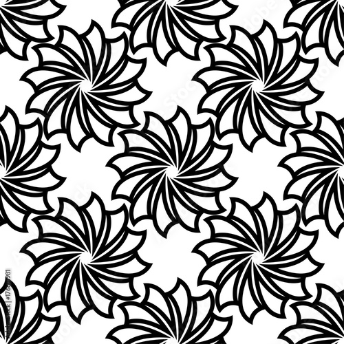 Seamless floral black and white pattern for fabrics and wallpapers